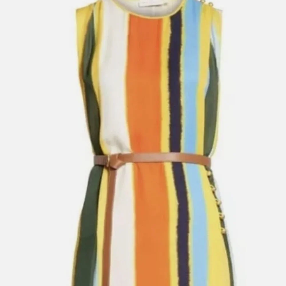 NWOT TORY BURCH Bettina Striped Silk Midi Dress M $698